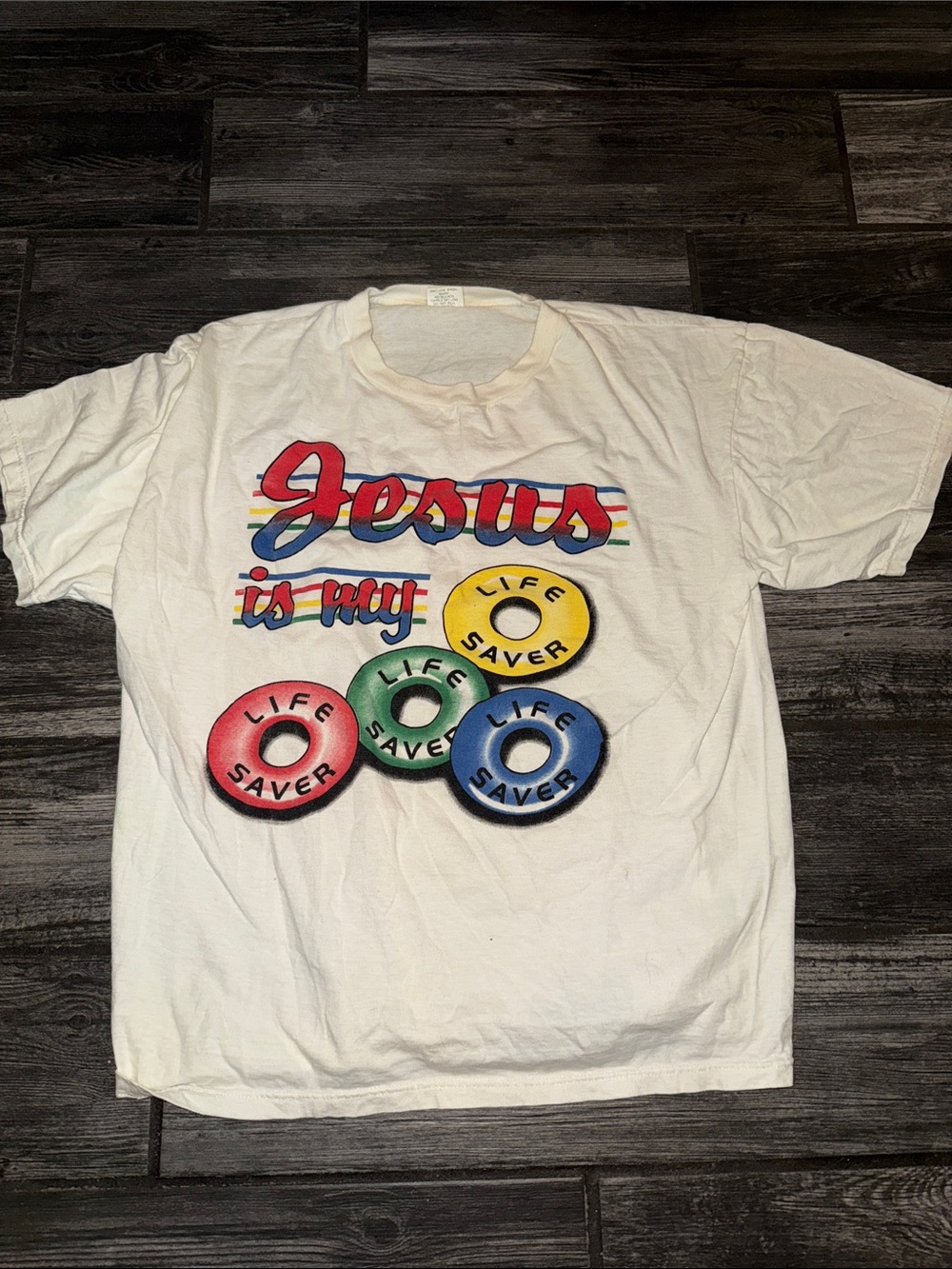 Jesus Is My Life Saver Graphic Tee - vintage large 90s bible